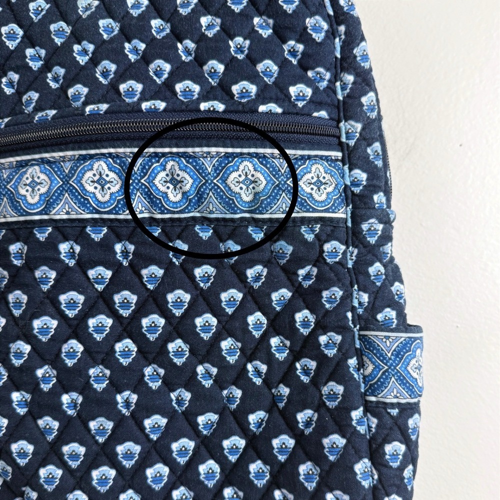 Vera Bradley Mini Backpack Navy Blue Quilted Floral Cotton Adjustable Straps - Picture 15 of 15